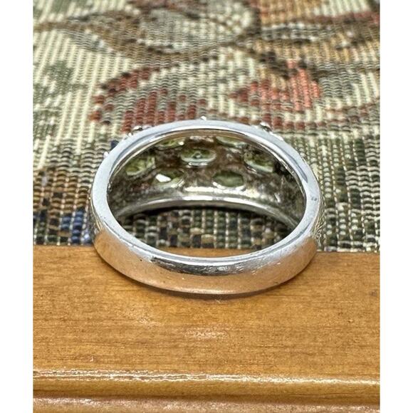 Sterling Silver Chuck Clemency Ring Size 8 Vintage Green Peridot Marquise - Picture 3 of 8